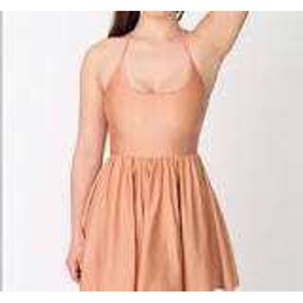 American Apparel‎ Ballerina Metallic Rose Gold Halter Skater Mini Dress Copper S